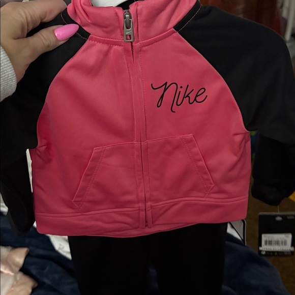 Nike Black and Pink Kids' Tracksuit - Picture 2 of 3